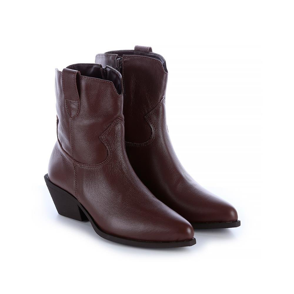 Bota Couro Legítimo Cano Curto Giulia Marrom Marrom 3
