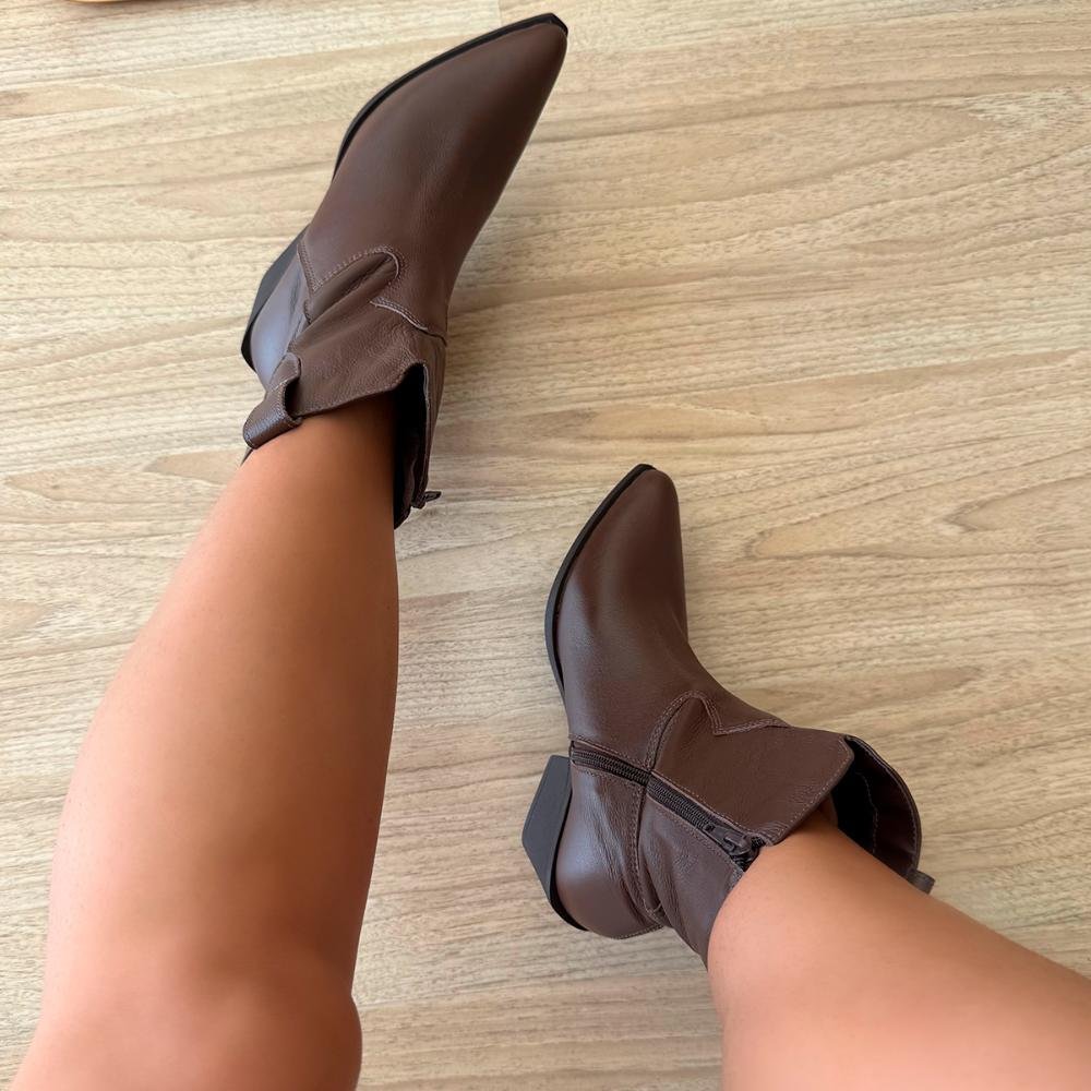 Bota Couro Legítimo Cano Curto Giulia Marrom Marrom 6