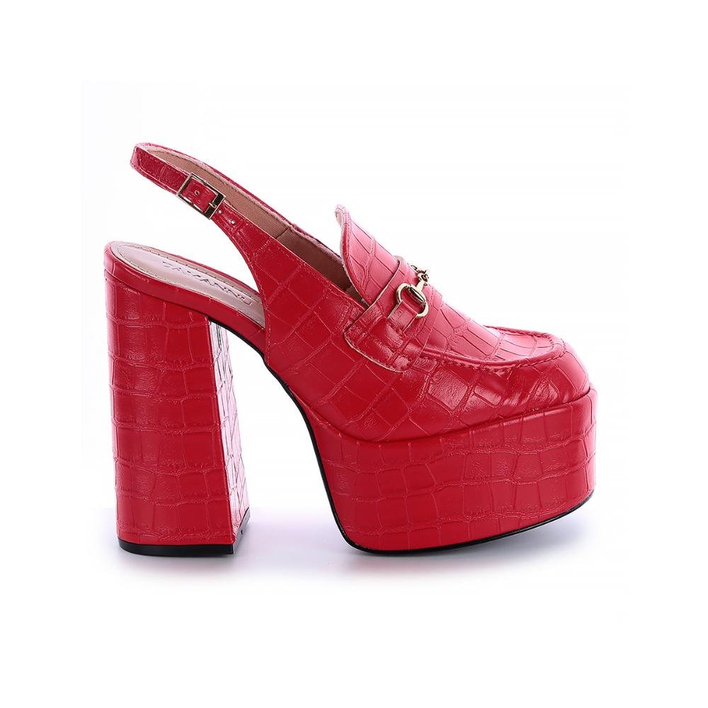 Sapato Slingback Salto Meia Pata Vicky Vermelho Vermelho 1