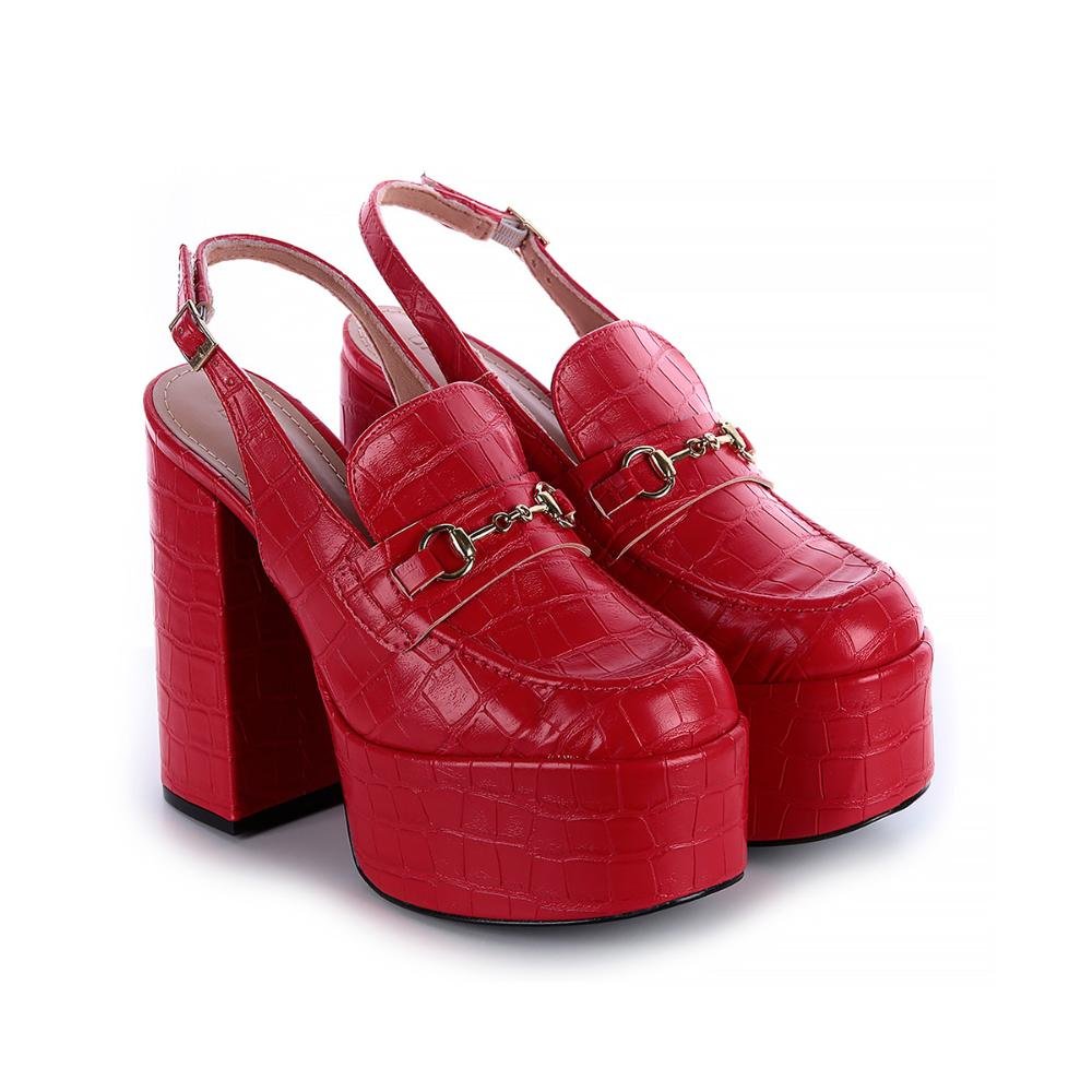 Sapato Slingback Salto Meia Pata Vicky Vermelho Vermelho 3