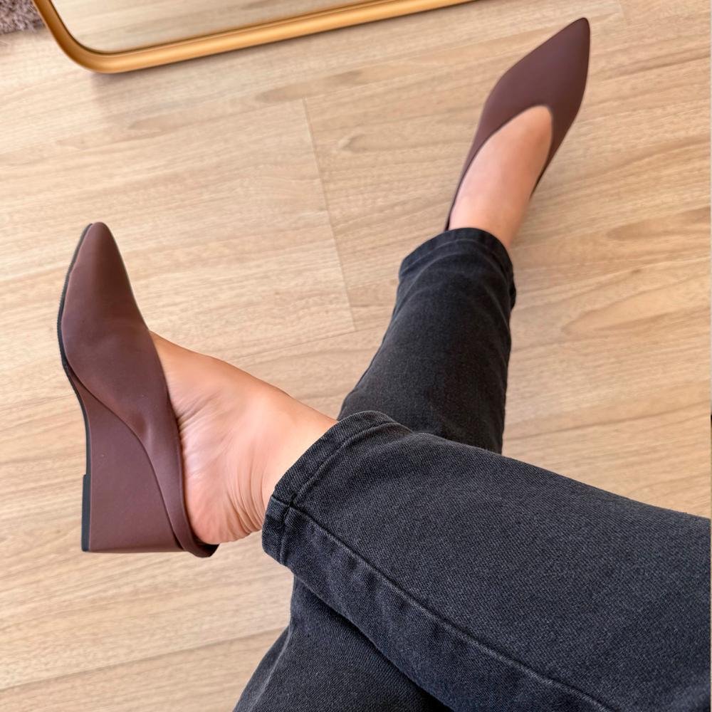 Mule Salto Ludy Cetim Marrom Marrom 2