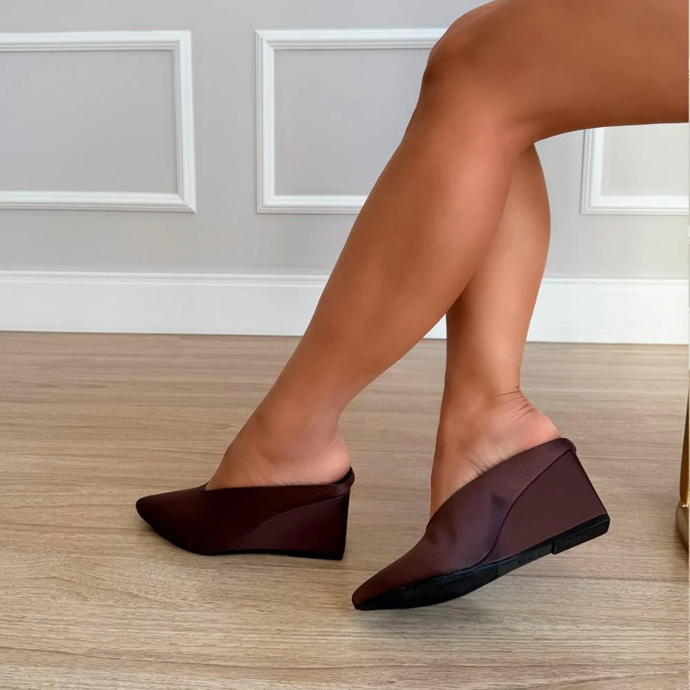 Mule Salto Ludy Cetim Marrom Marrom 4