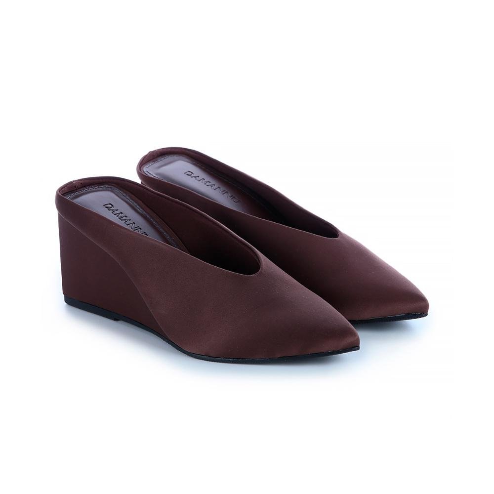 Mule Salto Ludy Cetim Marrom Marrom 5