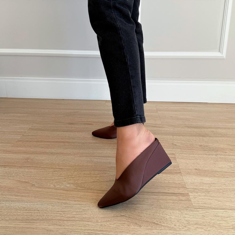 Mule Salto Ludy Cetim Marrom Marrom 6