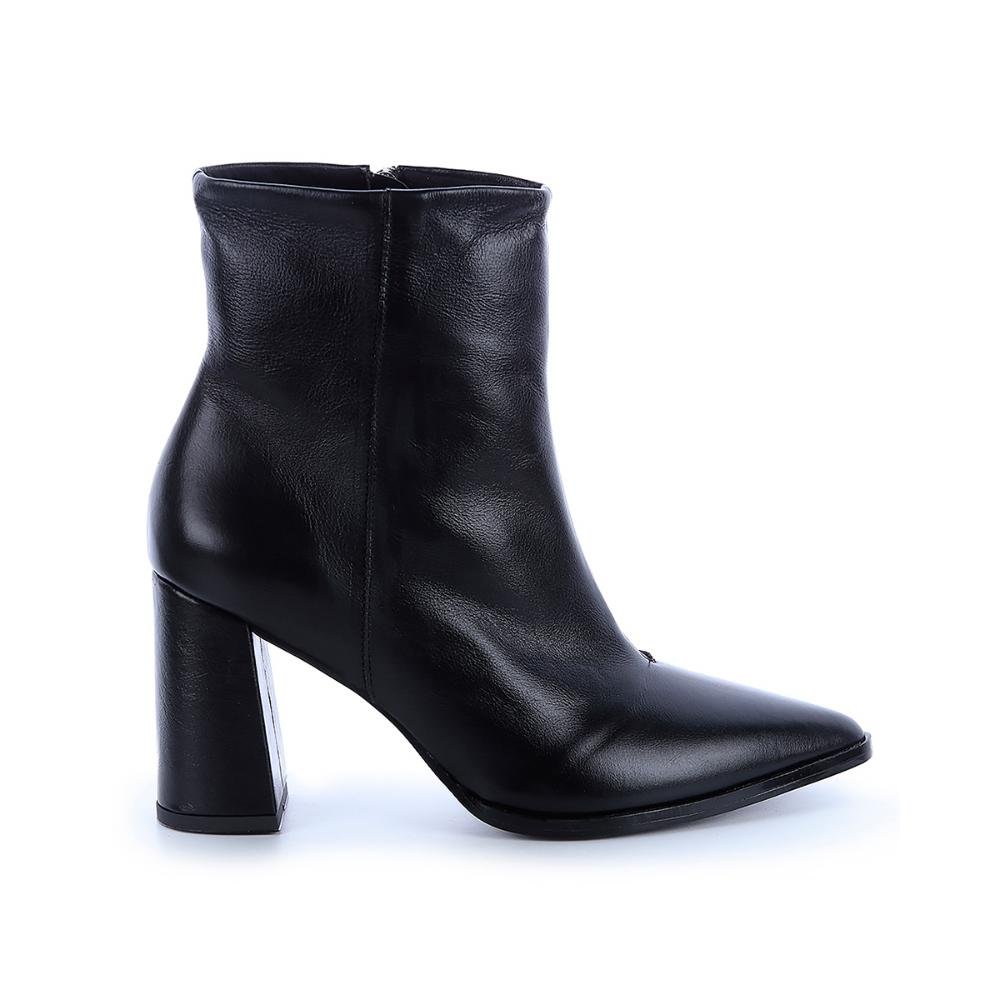 Bota de Couro Legítimo Salto Bloco Zaya Preto