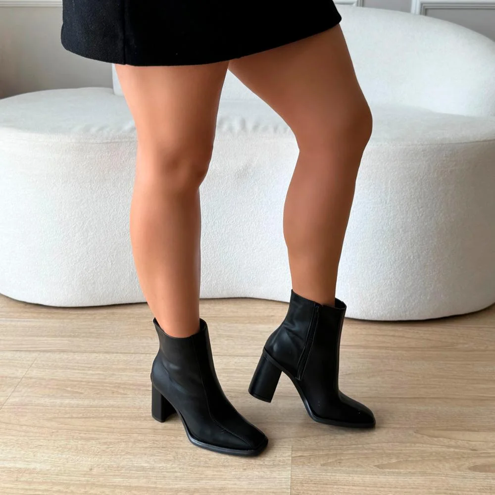 Bota Feminina Salto Bloco Lucy Preto Preto 4