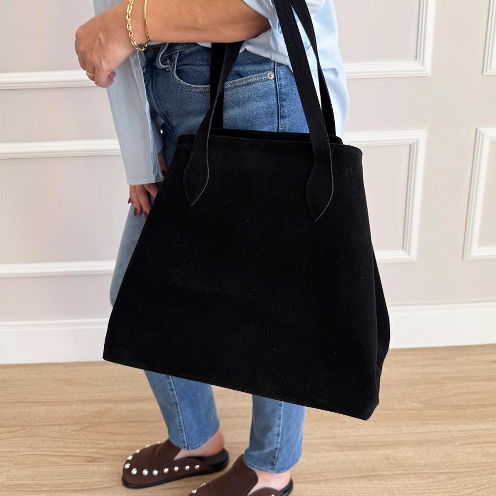 Bolsa Grande 2 em 1 Francy Camurça Preto Preto 4