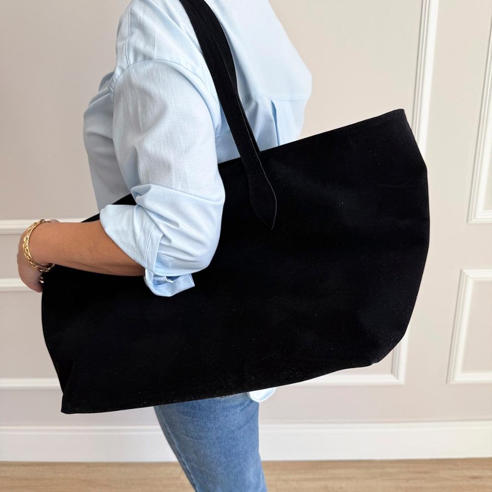 Bolsa Grande 2 em 1 Francy Camurça Preto Preto 5