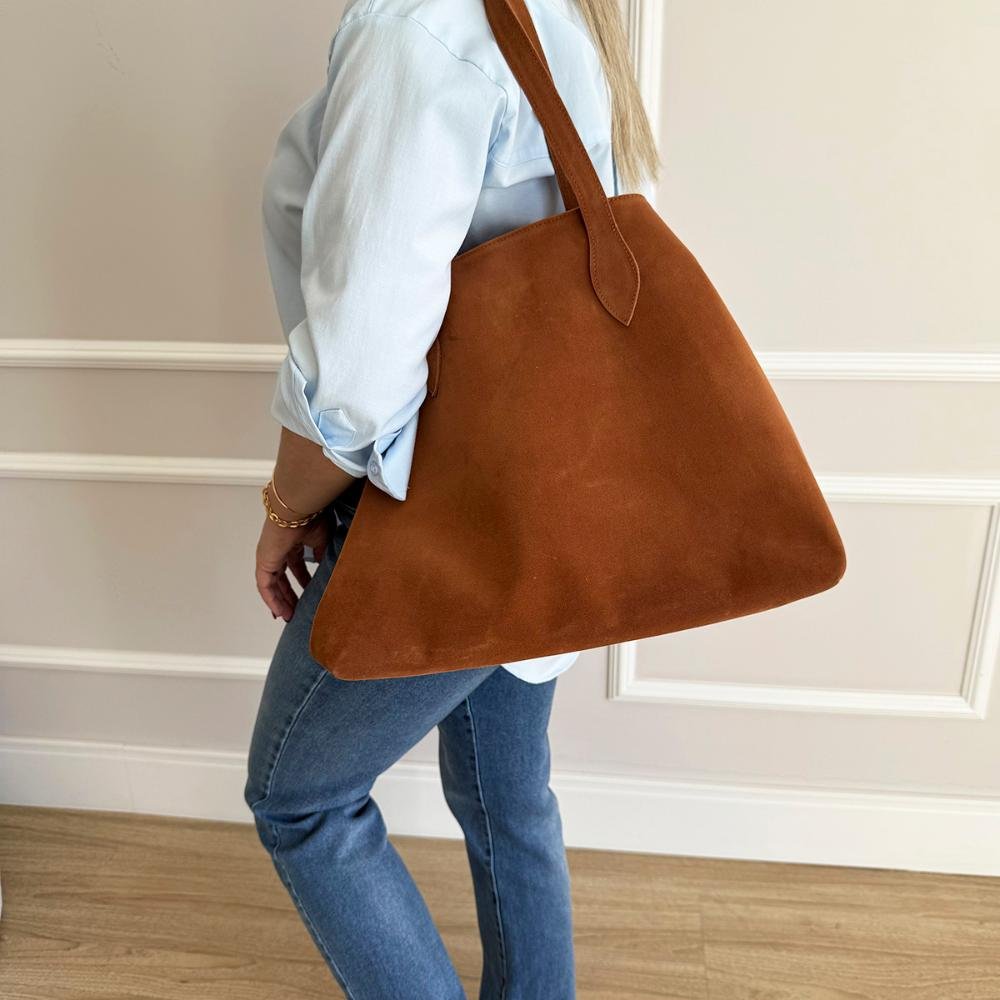 Bolsa Grande 2 em 1 Francy Camurça Caramelo Caramelo 4