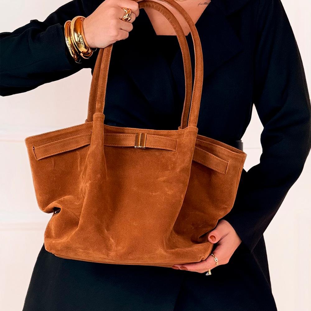 Bolsa Média 2 em 1 Nikky Camurça Caramelo Caramelo 2