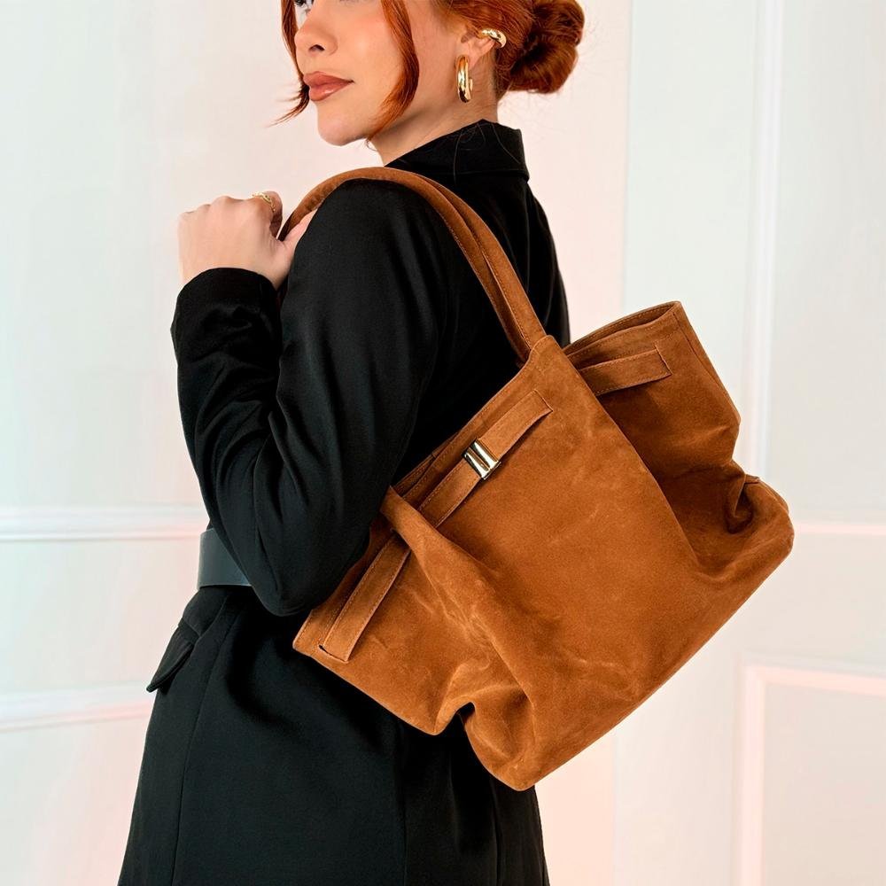 Bolsa Média 2 em 1 Nikky Camurça Caramelo Caramelo 7