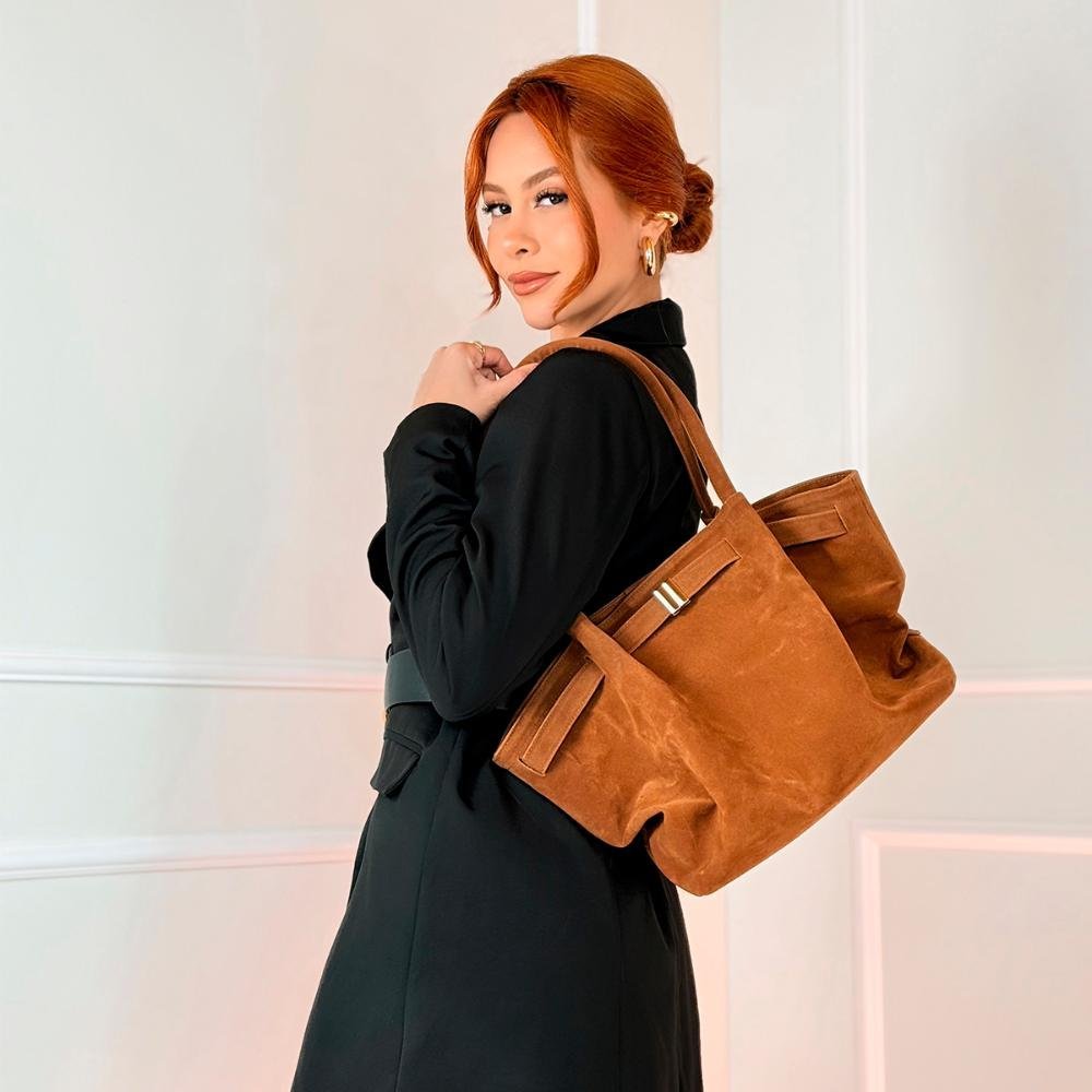 Bolsa Média 2 em 1 Nikky Camurça Caramelo Caramelo 8