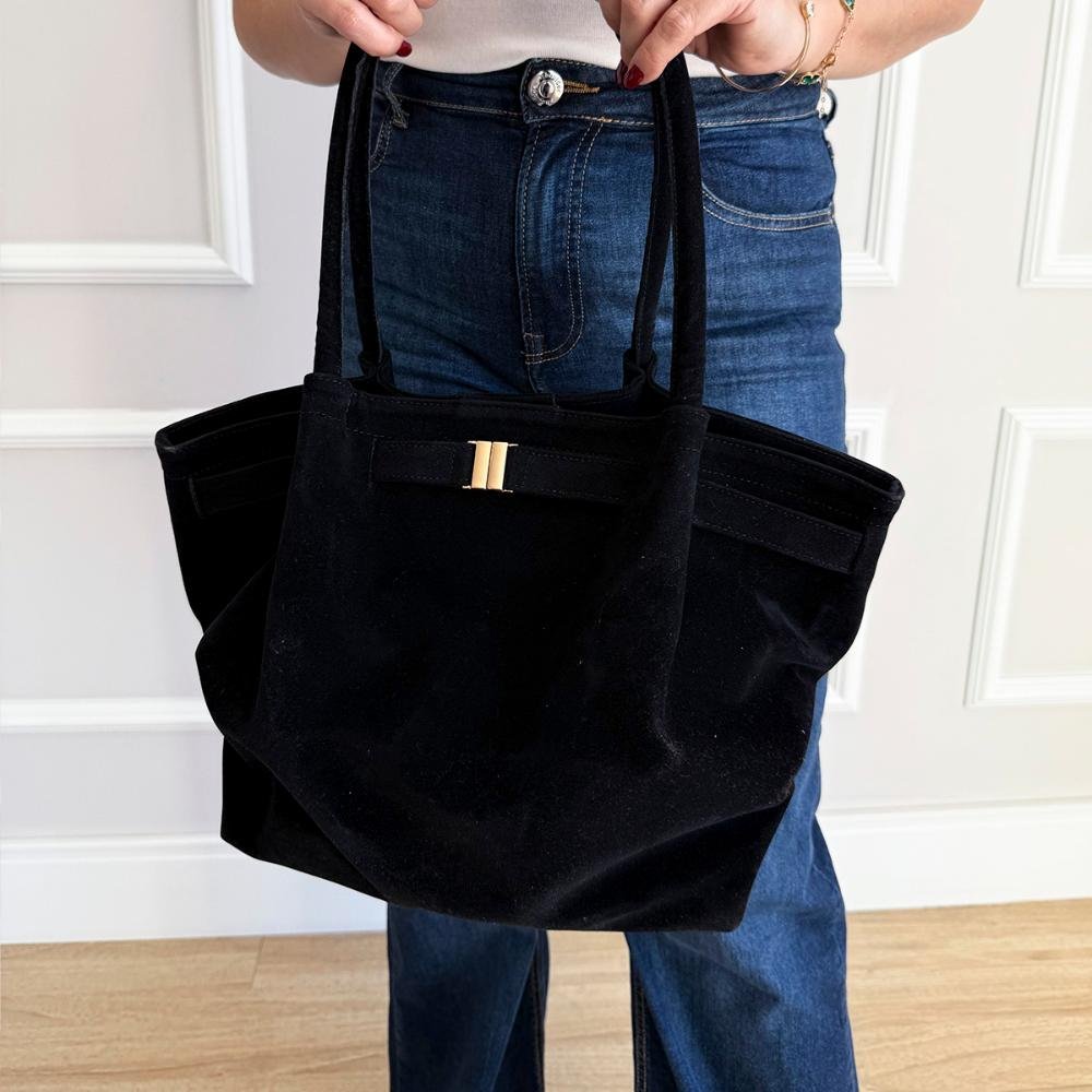 Bolsa Média 2 em 1 Nikky Camurça Preto Preto 6