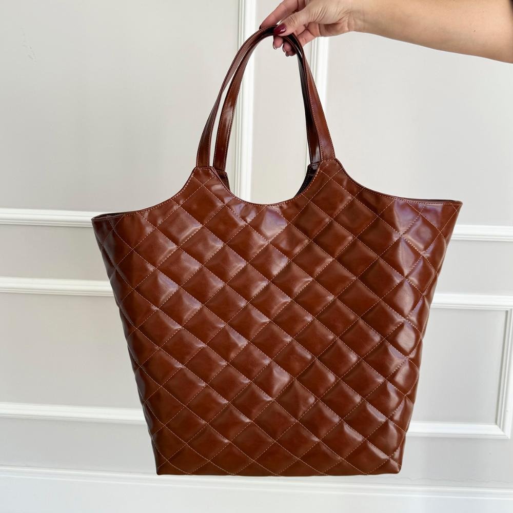 Bolsa Saco Grande 2 em 1 Matelassê Mannu Caramelo Caramelo 3