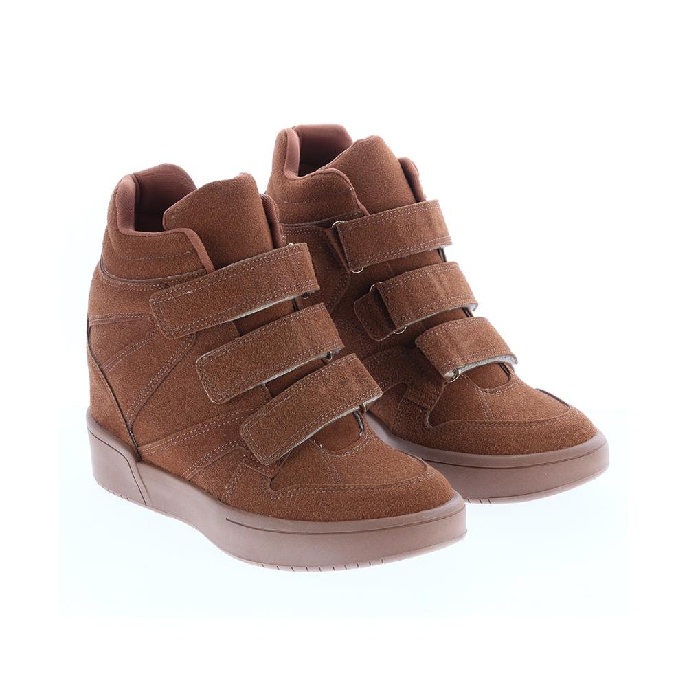Mabi - Tênis Sneaker Caramelo com Salto Anabela Embutido Marrom 3