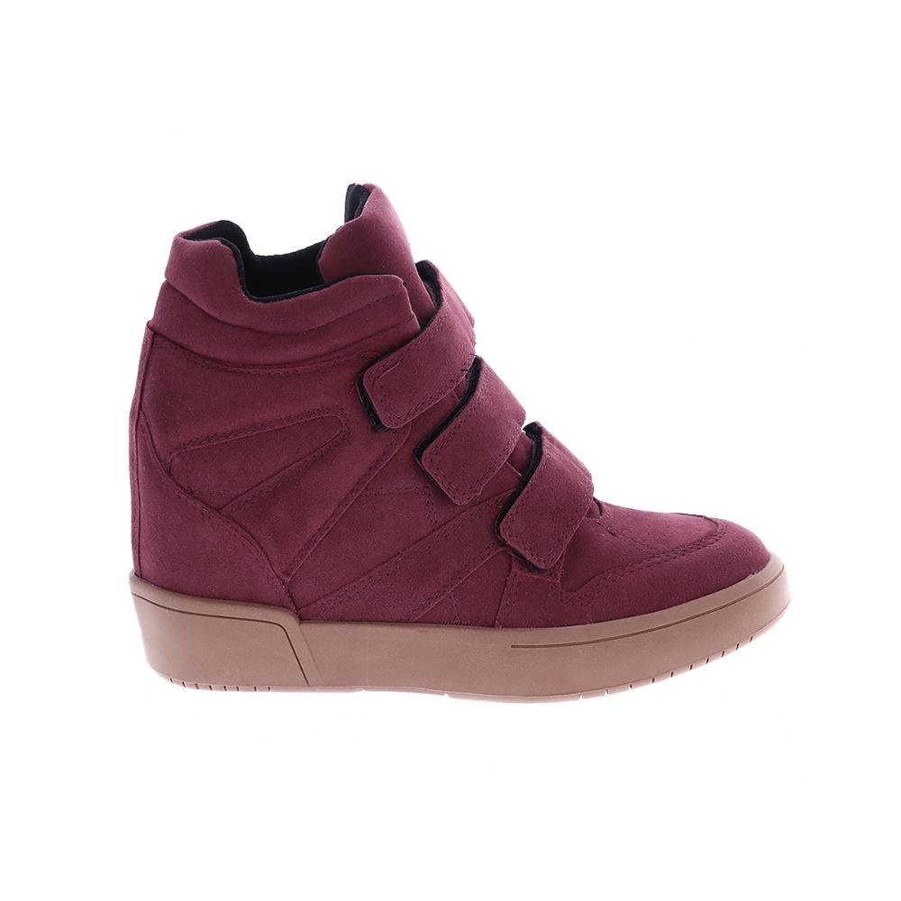 Mabi - Tênis Sneaker Marsala com Salto Anabela Embutido