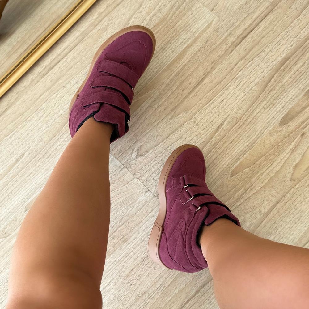 Mabi - Tênis Sneaker Marsala com Salto Anabela Embutido Marsala 8