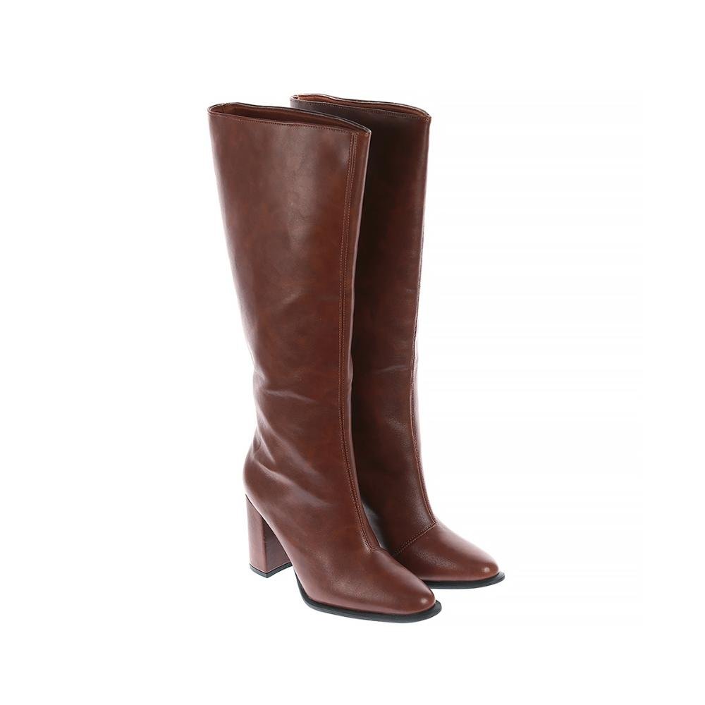 Claire - Bota Salto Bloco Cano Alto Marrom Marrom 3