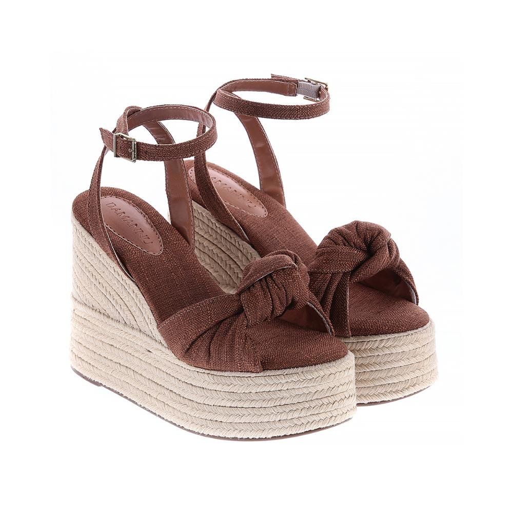 Camila - Sandália Plataforma Cordas Caramelo com Nó e Amarração no Tornozelo Caramelo 3