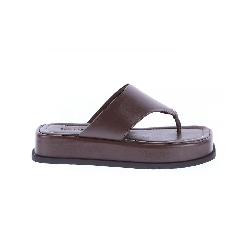 Tay - Flat Plataforma Couro Legítimo Marrom