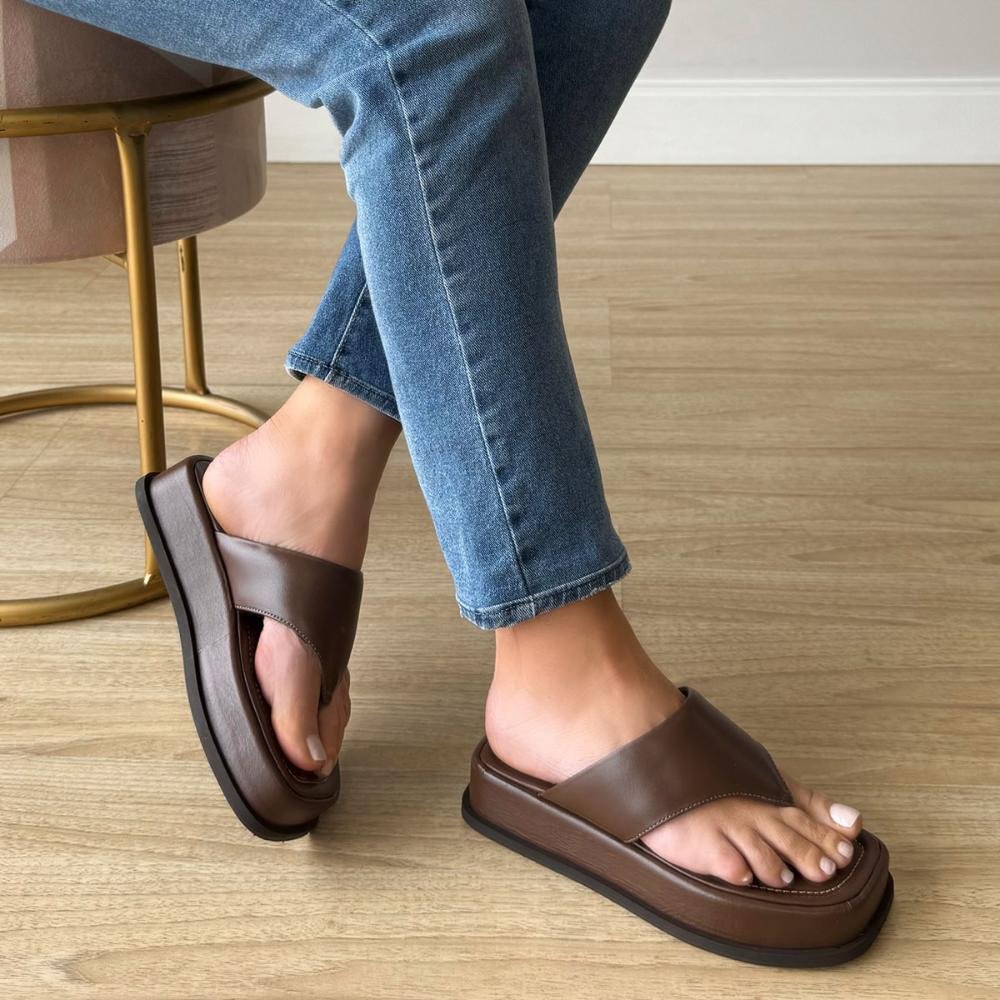 Tay - Flat Plataforma Couro Legítimo Marrom Marrom 4