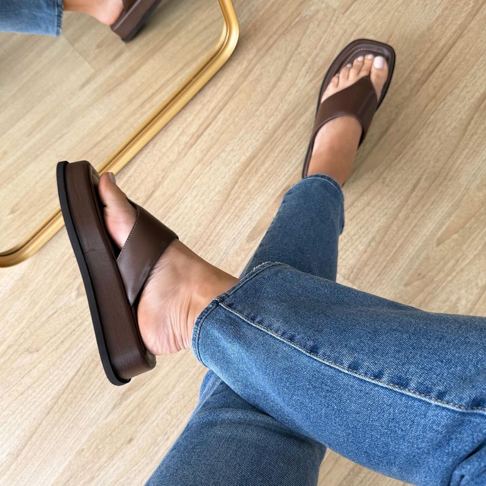 Tay - Flat Plataforma Couro Legítimo Marrom Marrom 7