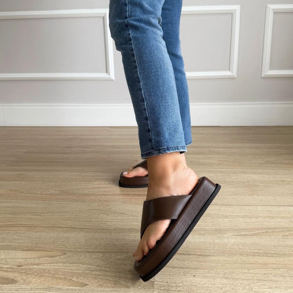 Tay - Flat Plataforma Couro Legítimo Marrom Marrom 8