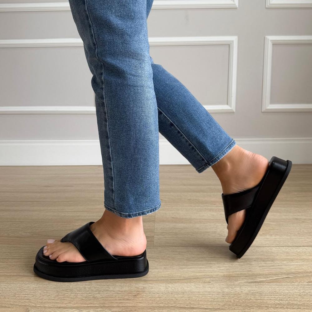 Tay - Flat Plataforma Couro Legítimo Preto Preto 3