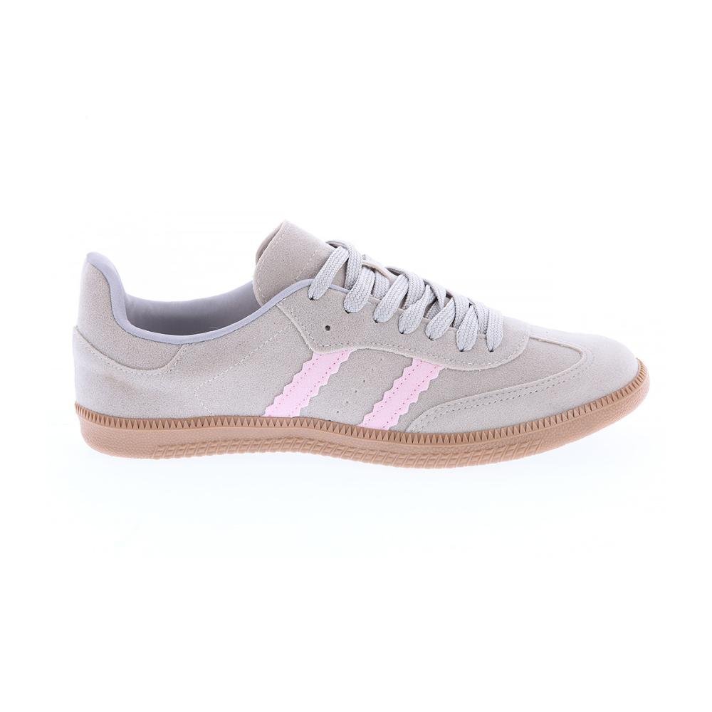 Tênis Flatform Manu Camurça Cinza com Rosa
