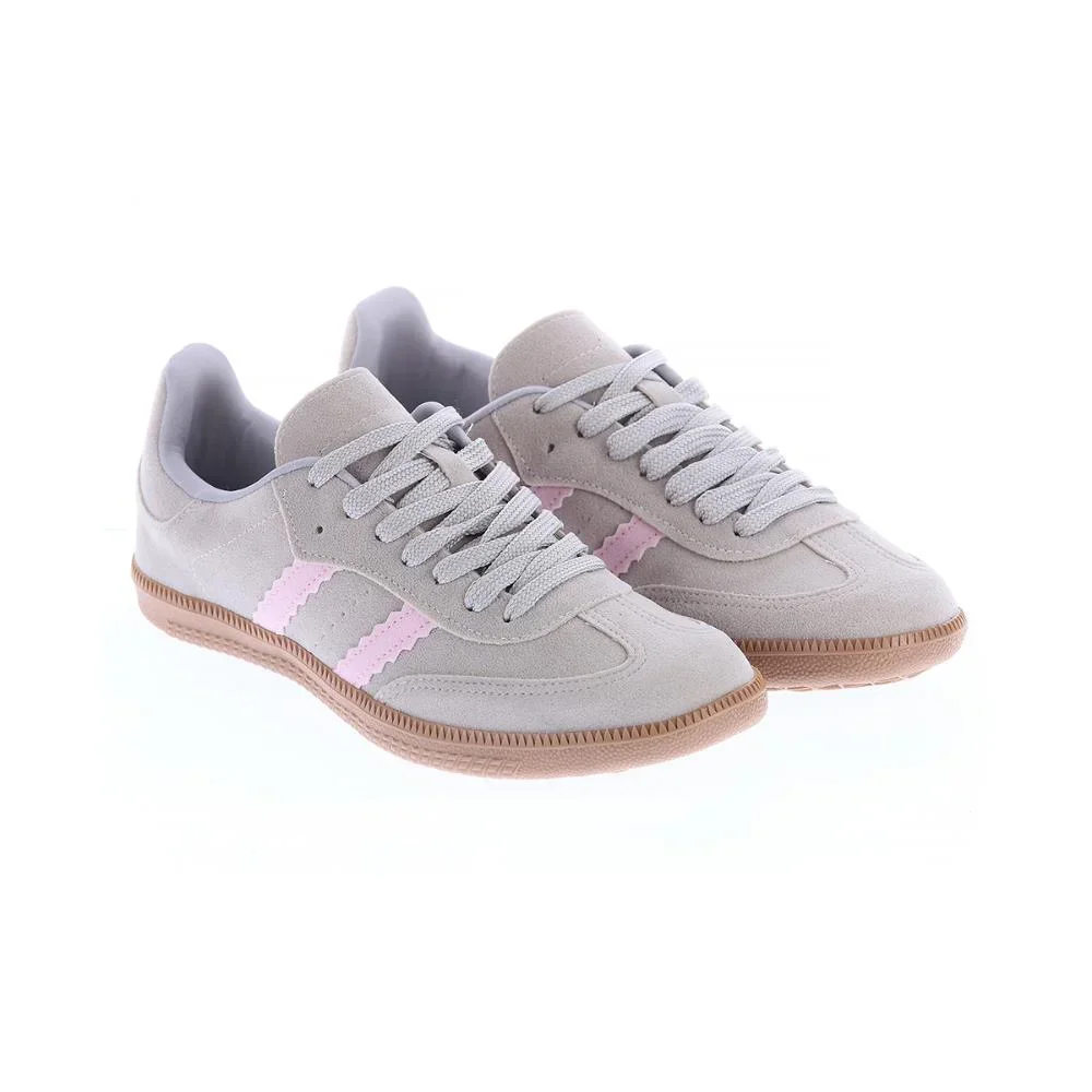Tênis Flatform Manu Camurça Cinza com Rosa Cinza 3