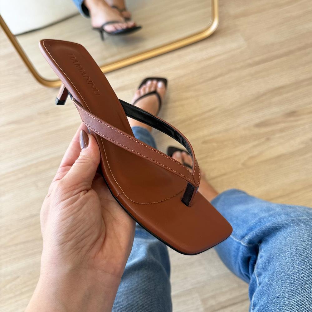 Nathi - Tamanco Flip Flop Caramelo Salto Baixo Caramelo 2