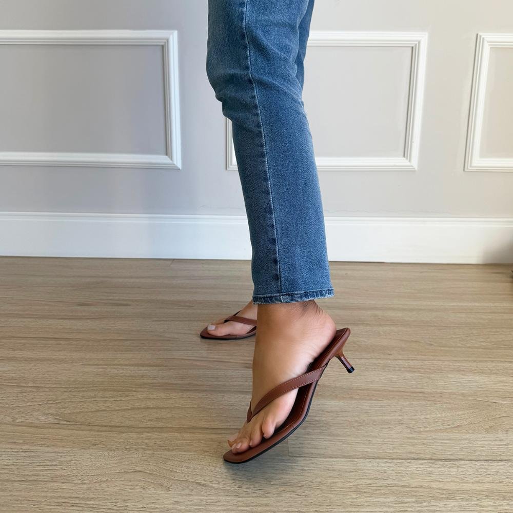 Nathi - Tamanco Flip Flop Caramelo Salto Baixo Caramelo 6