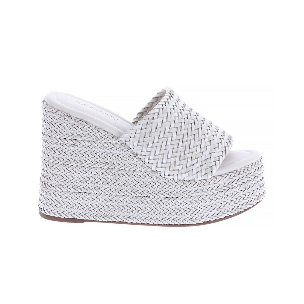 Camille - Tamanco Plataforma Tramado Off White