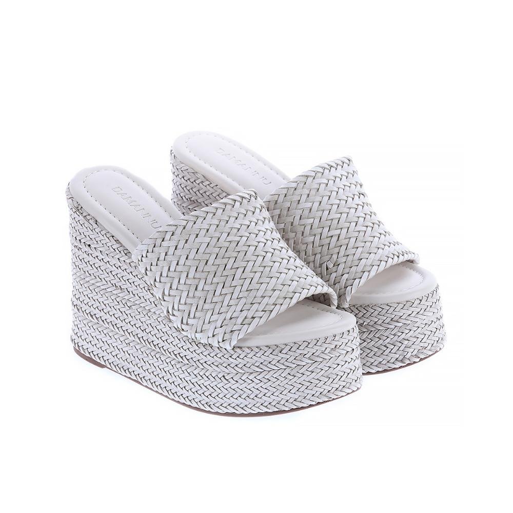 Camille - Tamanco Plataforma Tramado Off White Off White 3