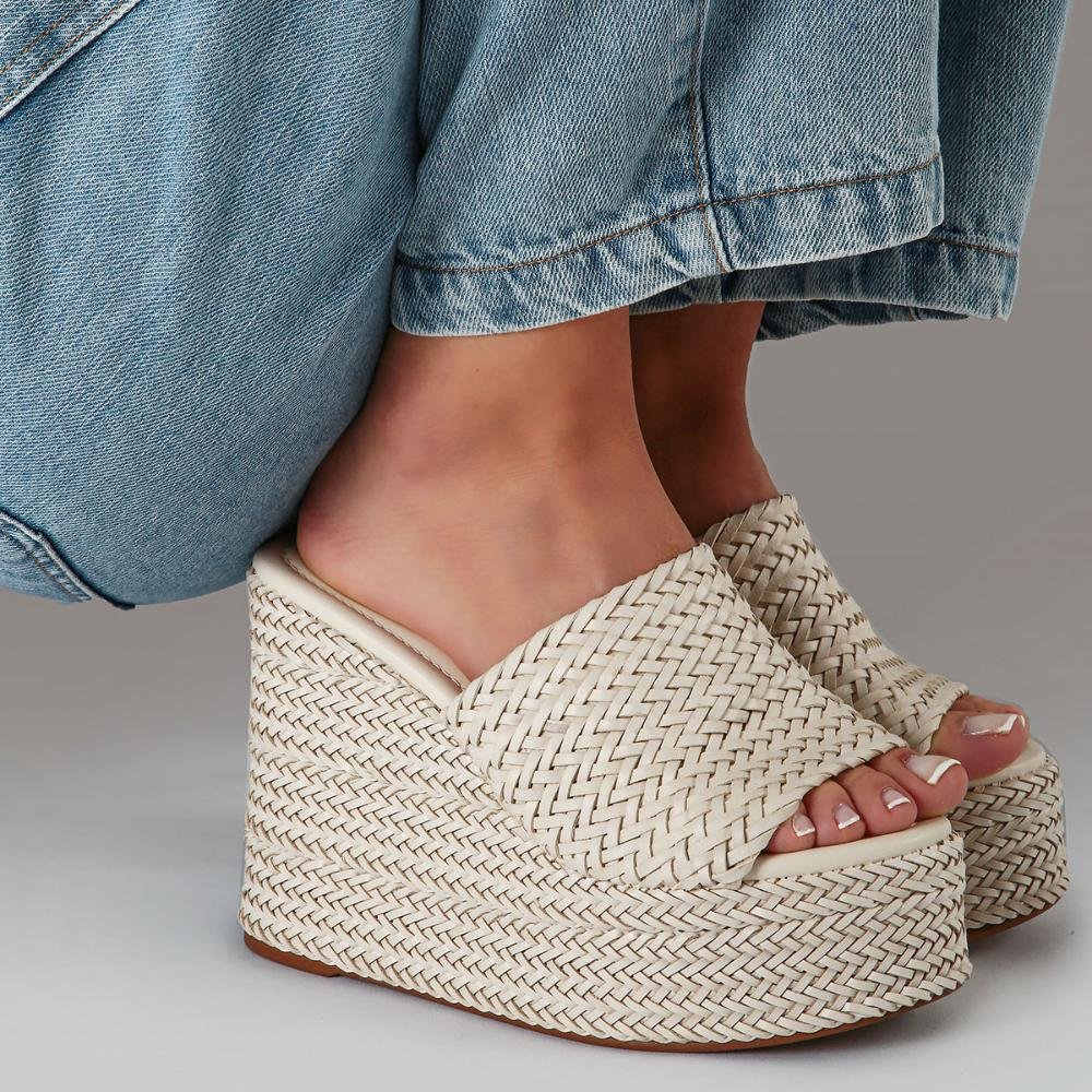 Camille - Tamanco Plataforma Tramado Off White Off White 4