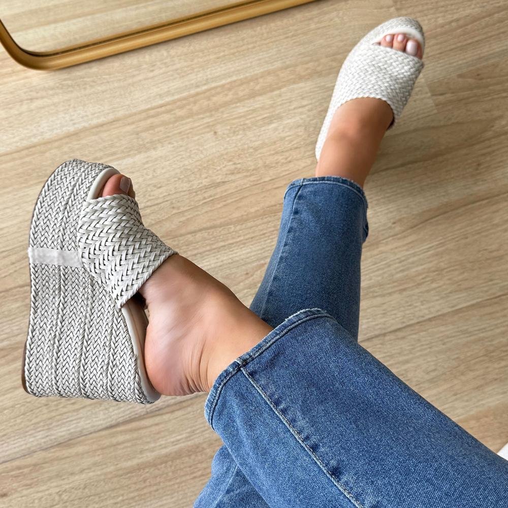 Camille - Tamanco Plataforma Tramado Off White Off White 7