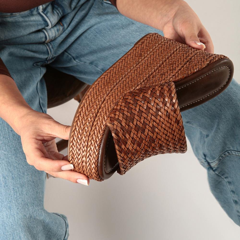 Camille - Tamanco Plataforma Tramado Marrom Café Marrom 2