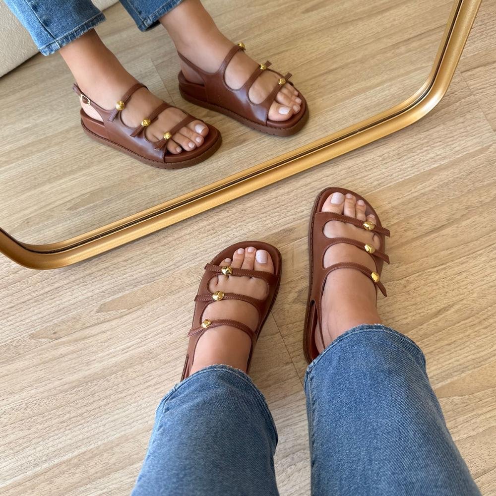 Any - Papete Marrom com Detalhes em Metal Dourado Marrom 3