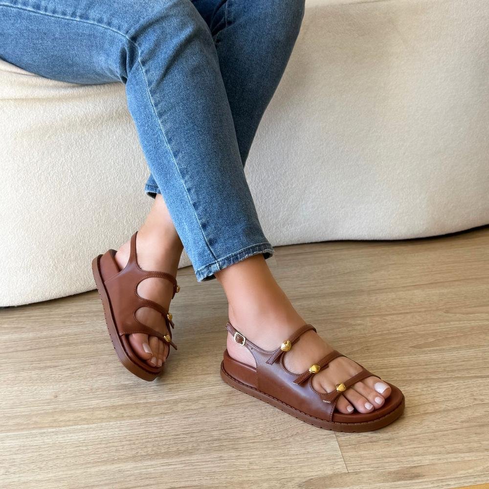 Any - Papete Marrom com Detalhes em Metal Dourado Marrom 4