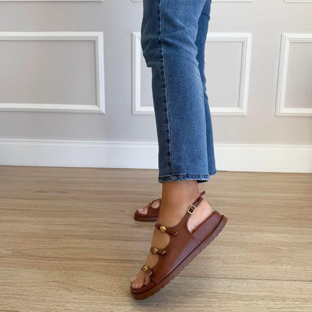 Any - Papete Marrom com Detalhes em Metal Dourado Marrom 6