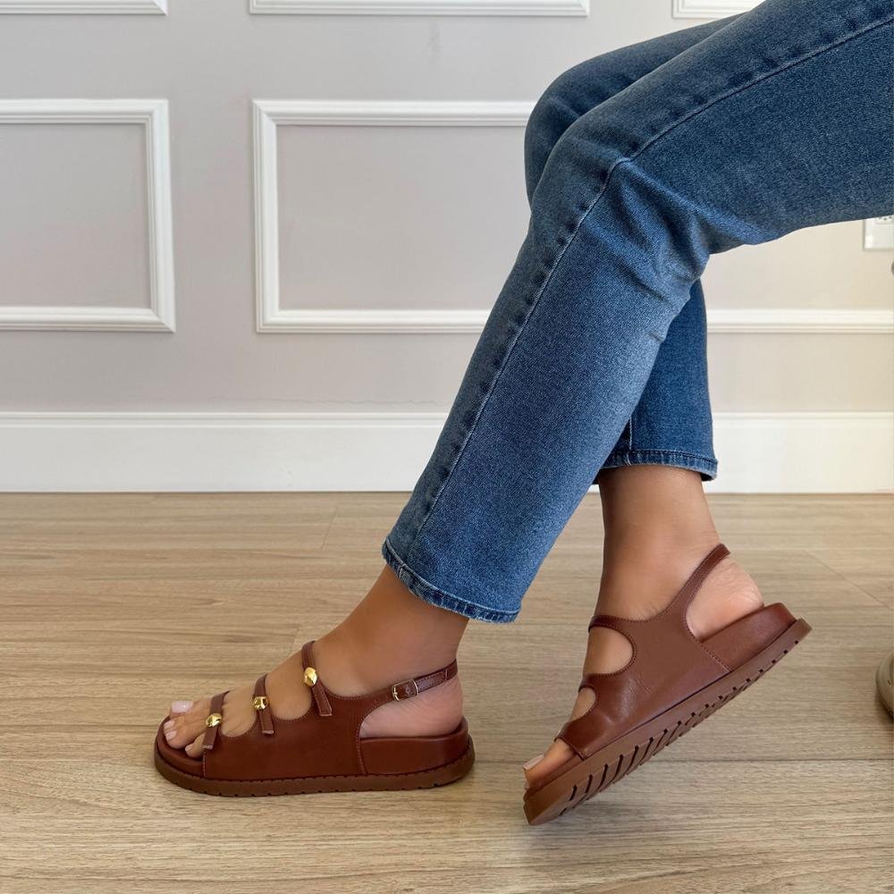 Any - Papete Marrom com Detalhes em Metal Dourado Marrom 5