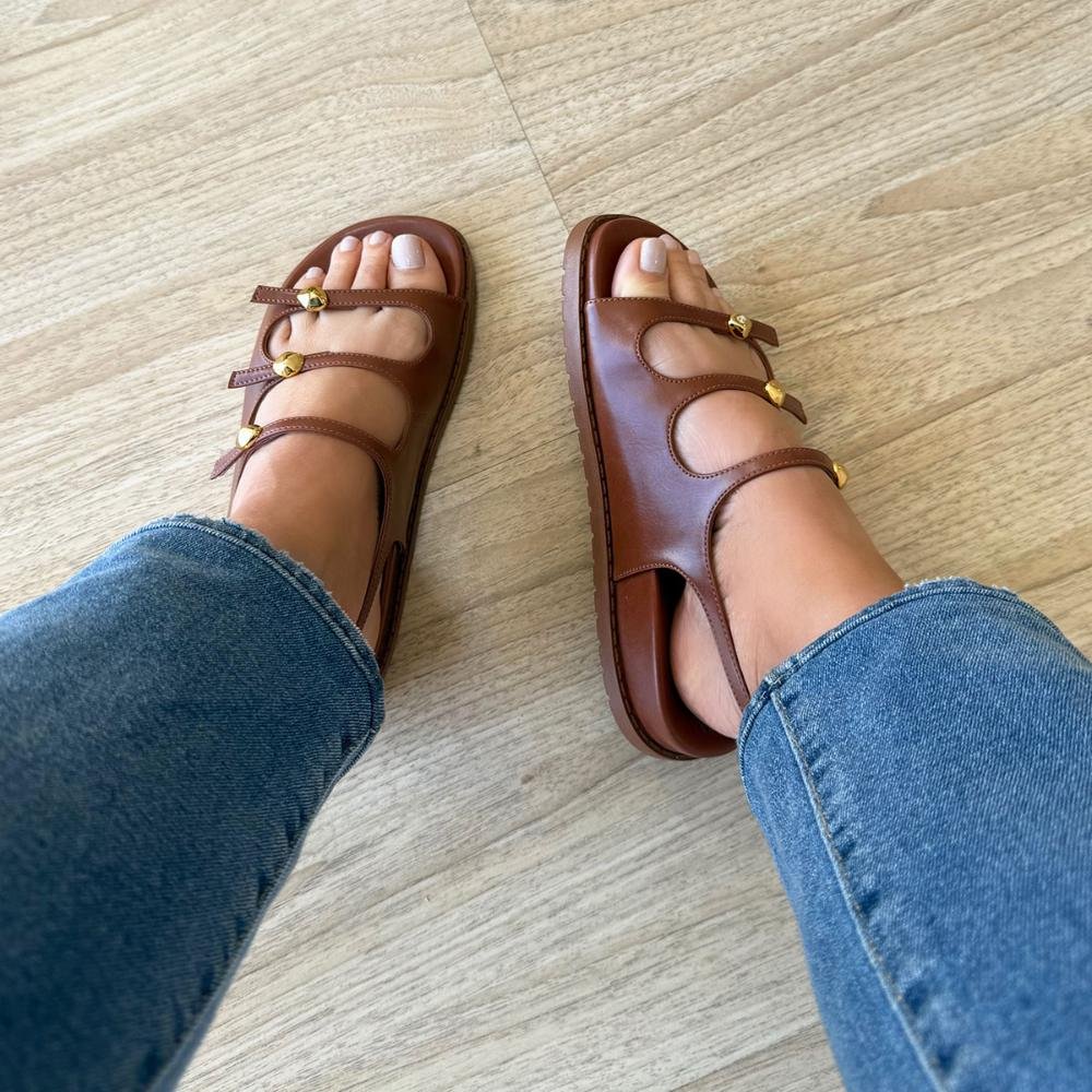 Any - Papete Marrom com Detalhes em Metal Dourado Marrom 7