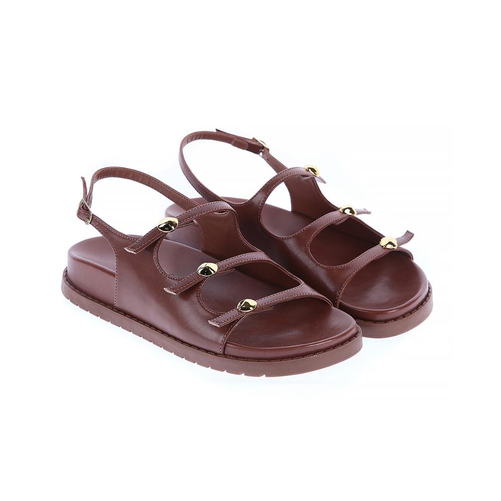 Any - Papete Marrom com Detalhes em Metal Dourado Marrom 2