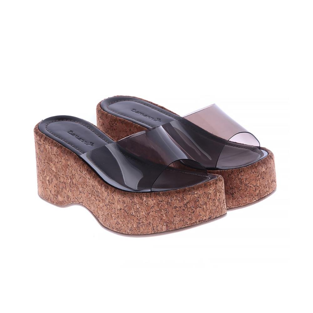 Emma - Tamanco Plataforma Feminino Vinil Marrom Solado Cortiça Marrom 4