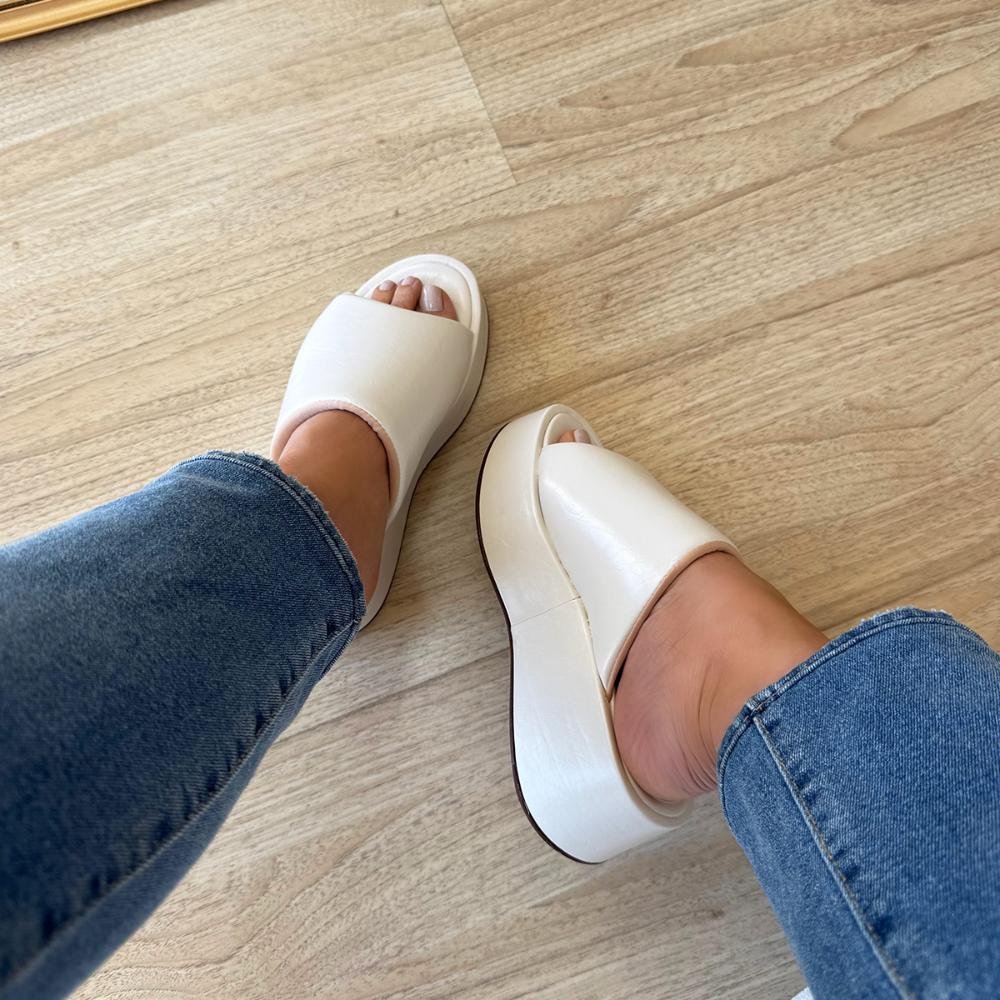 Tifany - Tamanco Plataforma Minimalista Off White Off White 2