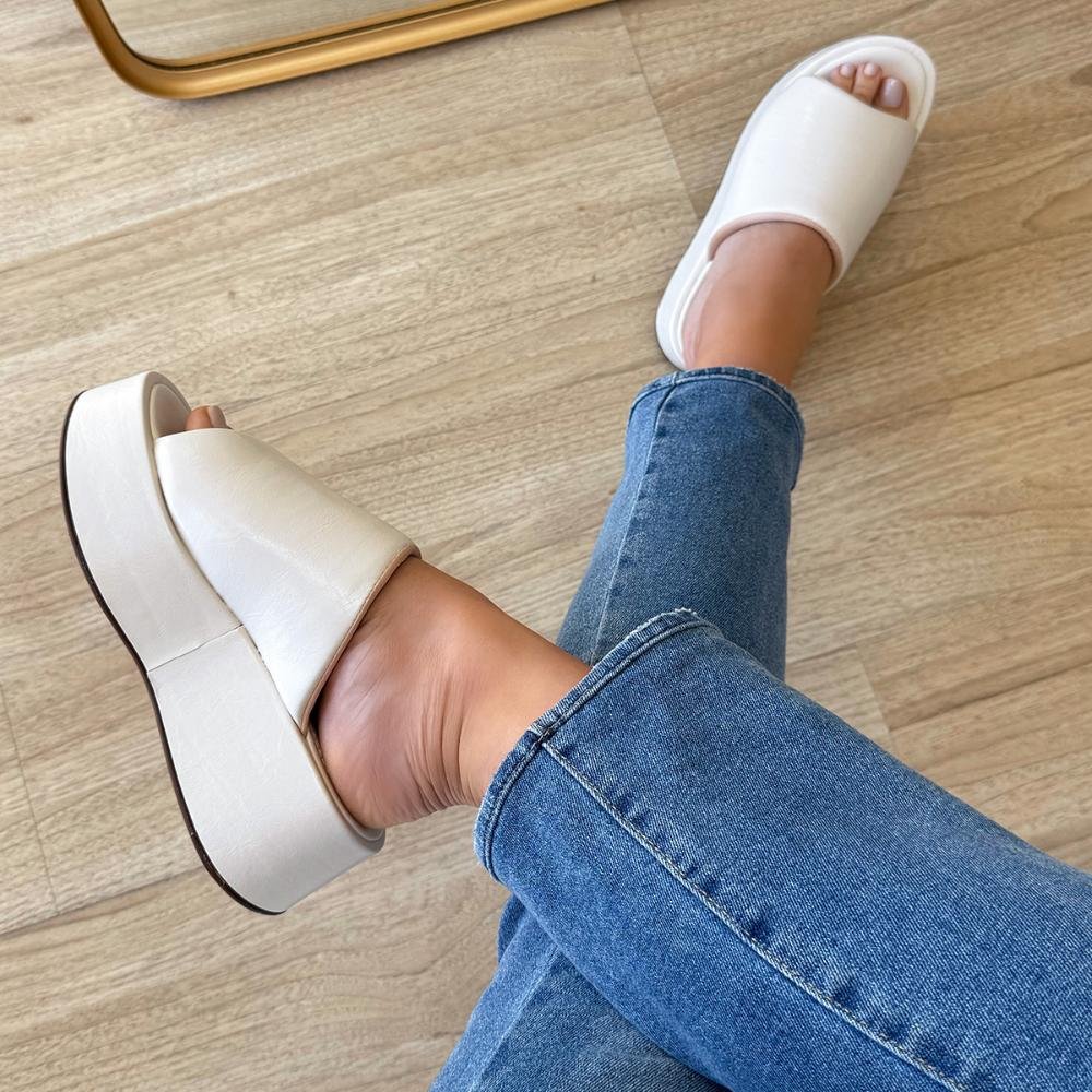 Tifany - Tamanco Plataforma Minimalista Off White Off White 4