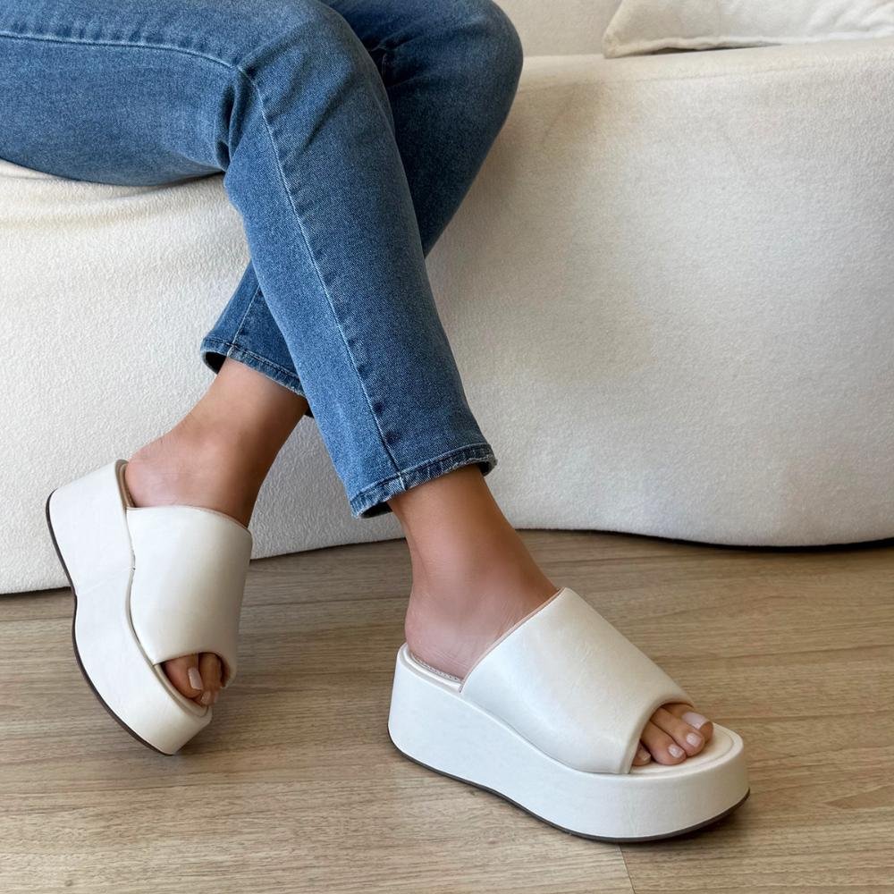 Tifany - Tamanco Plataforma Minimalista Off White Off White 5