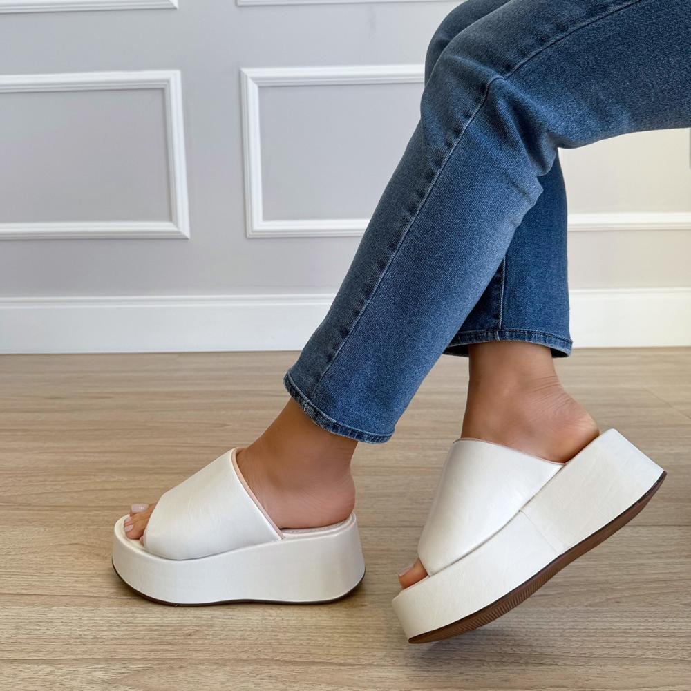 Tifany - Tamanco Plataforma Minimalista Off White Off White 6