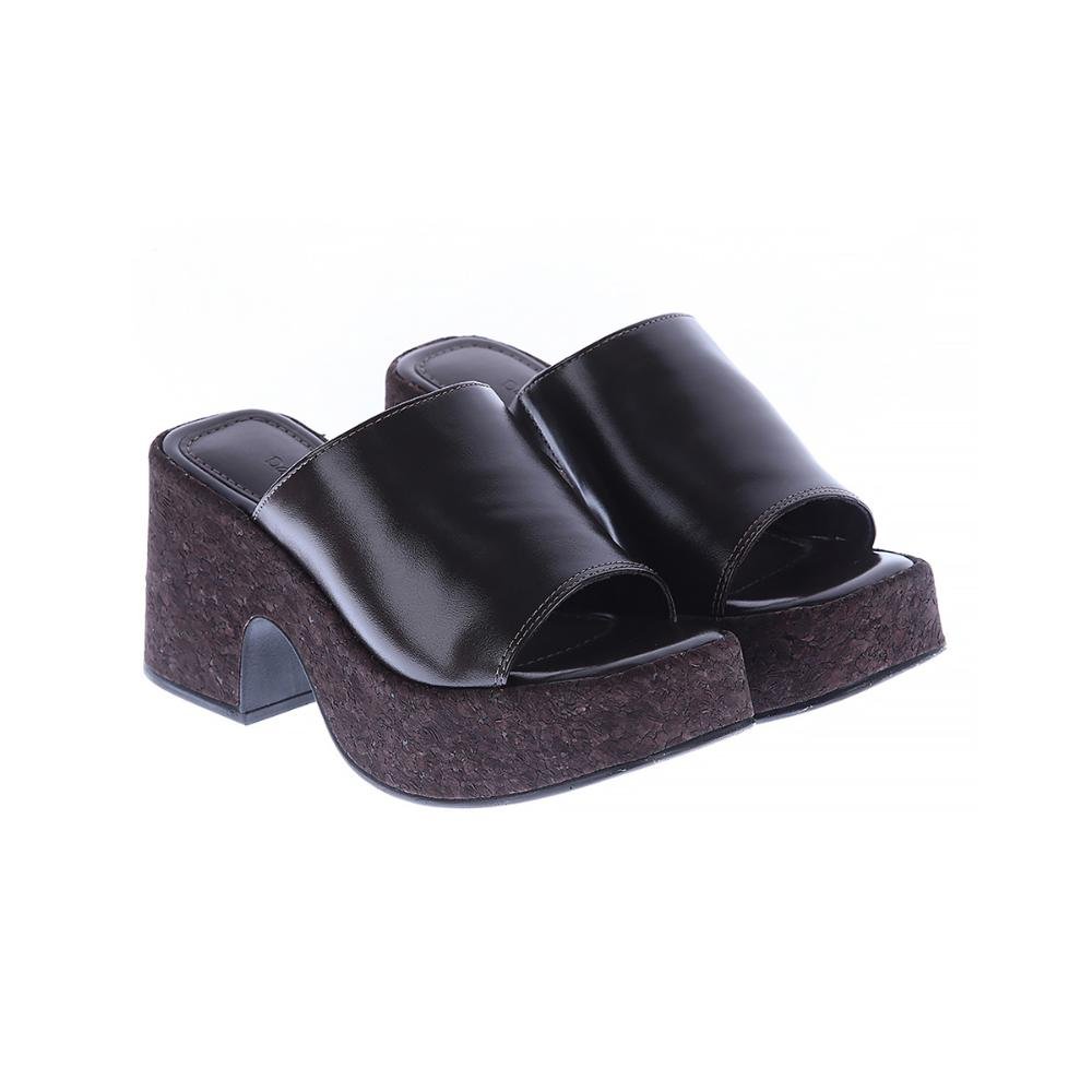 Alicia - Tamanco Plataforma Marrom Salto Bloco Solado Cortiça Marrom 3