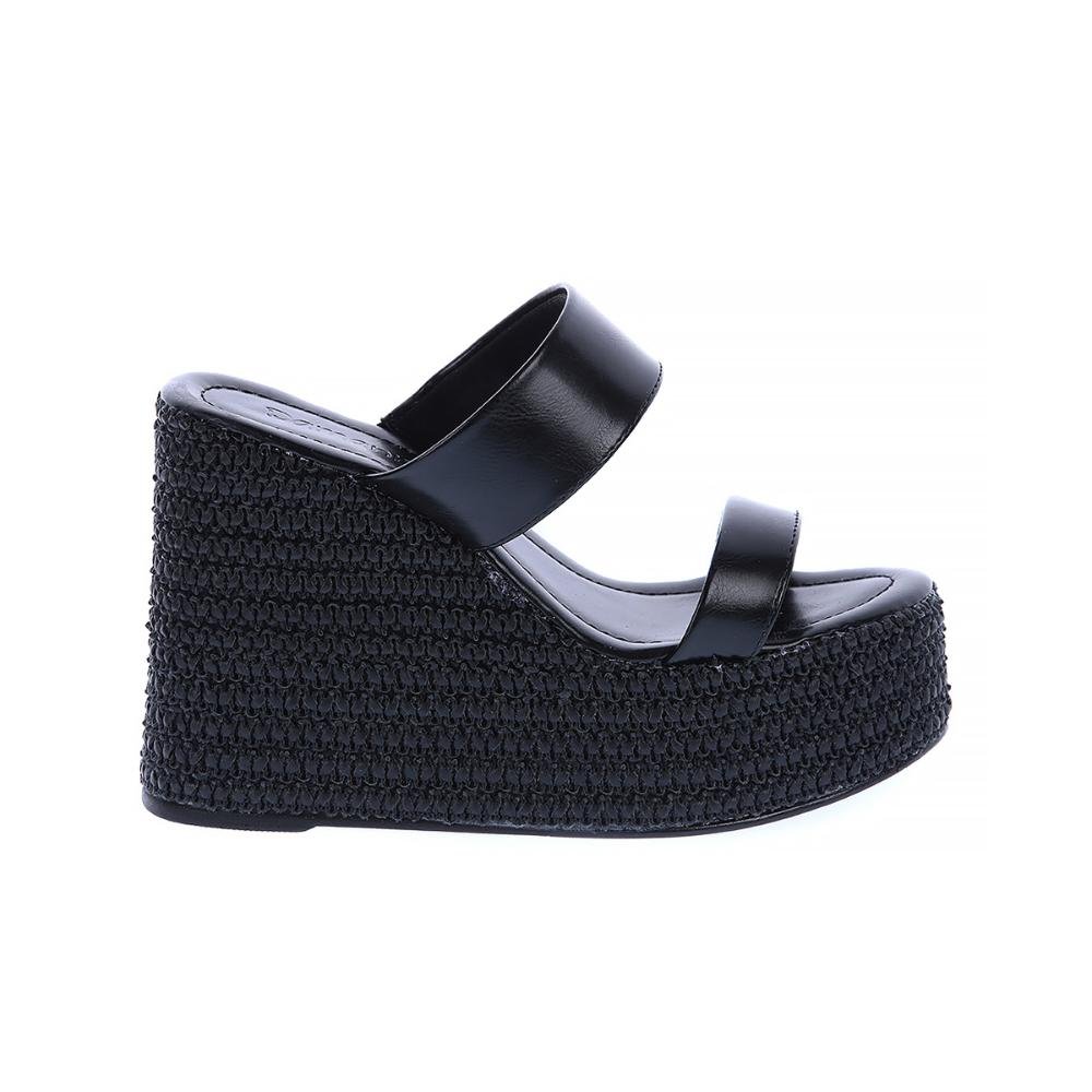 Michelle - Tamanco Plataforma Tressê Preta